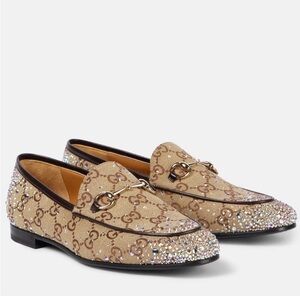 Gucci Jordaan Embellished Loafers, Size 39